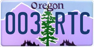 OR license plate 003RTC