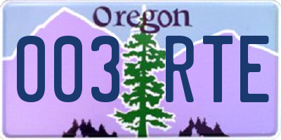 OR license plate 003RTE