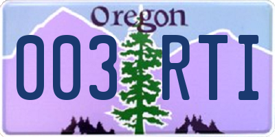 OR license plate 003RTI