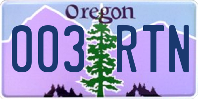 OR license plate 003RTN