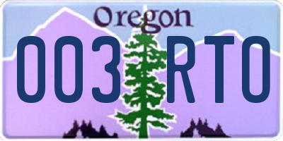 OR license plate 003RTO