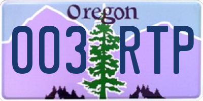 OR license plate 003RTP