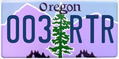 OR license plate 003RTR