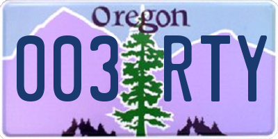 OR license plate 003RTY