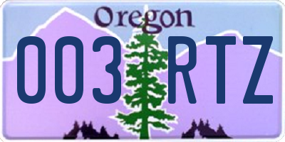 OR license plate 003RTZ