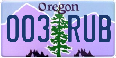 OR license plate 003RUB