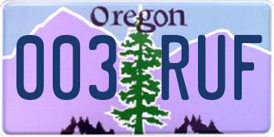 OR license plate 003RUF