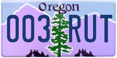 OR license plate 003RUT