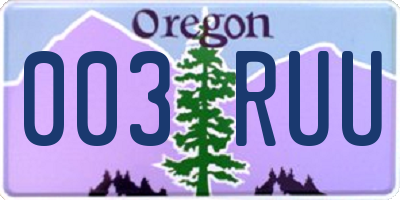 OR license plate 003RUU
