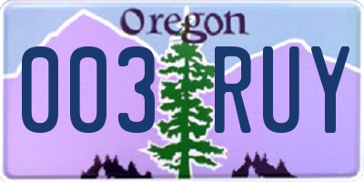 OR license plate 003RUY