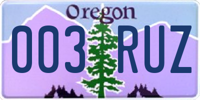 OR license plate 003RUZ