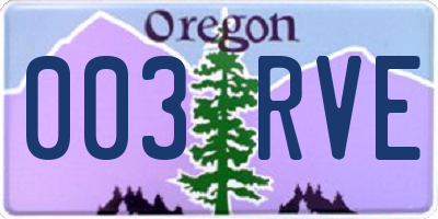 OR license plate 003RVE