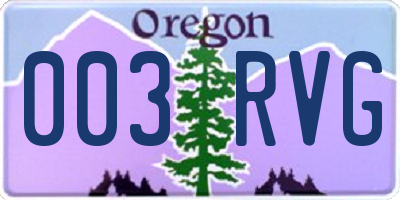 OR license plate 003RVG