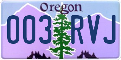 OR license plate 003RVJ