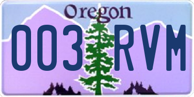 OR license plate 003RVM