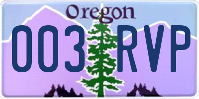 OR license plate 003RVP