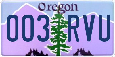 OR license plate 003RVU