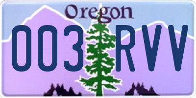 OR license plate 003RVV