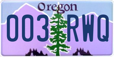 OR license plate 003RWQ