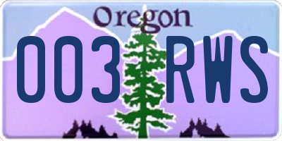 OR license plate 003RWS
