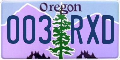 OR license plate 003RXD