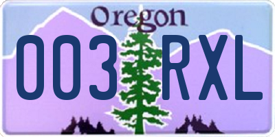OR license plate 003RXL