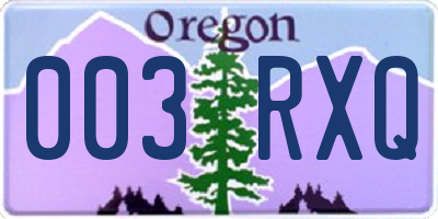OR license plate 003RXQ