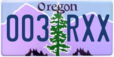 OR license plate 003RXX