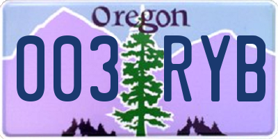 OR license plate 003RYB