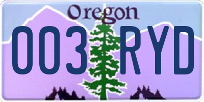 OR license plate 003RYD