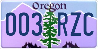 OR license plate 003RZC