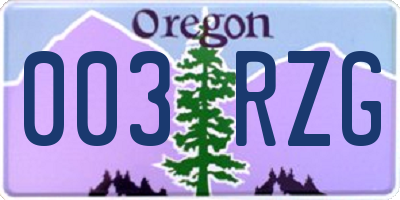 OR license plate 003RZG