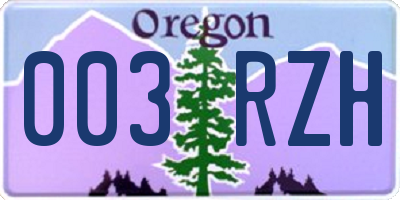 OR license plate 003RZH