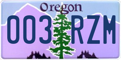 OR license plate 003RZM