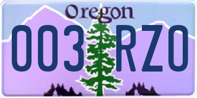 OR license plate 003RZO