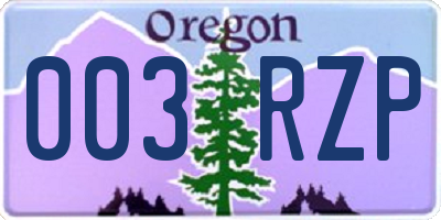 OR license plate 003RZP