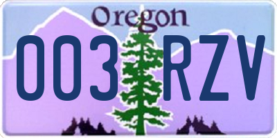 OR license plate 003RZV