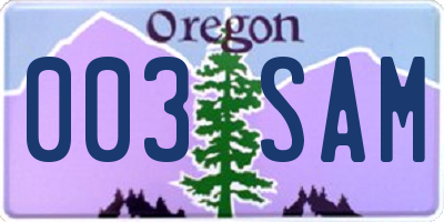 OR license plate 003SAM
