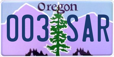 OR license plate 003SAR