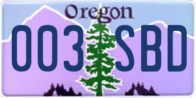 OR license plate 003SBD