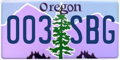 OR license plate 003SBG