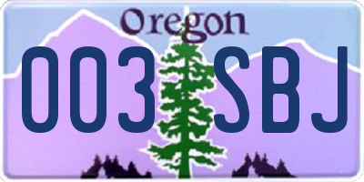 OR license plate 003SBJ