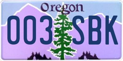 OR license plate 003SBK