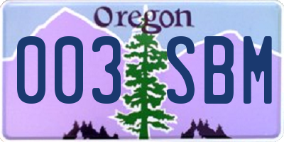 OR license plate 003SBM