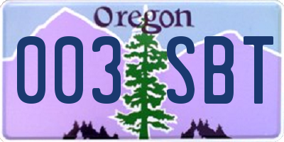 OR license plate 003SBT