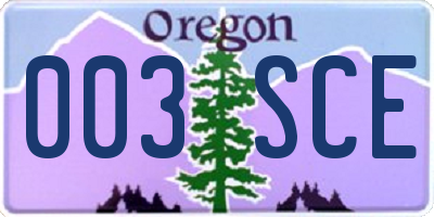 OR license plate 003SCE