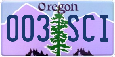 OR license plate 003SCI