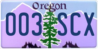 OR license plate 003SCX