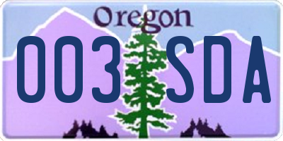 OR license plate 003SDA