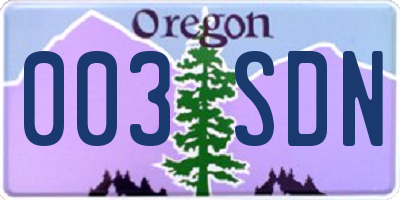 OR license plate 003SDN